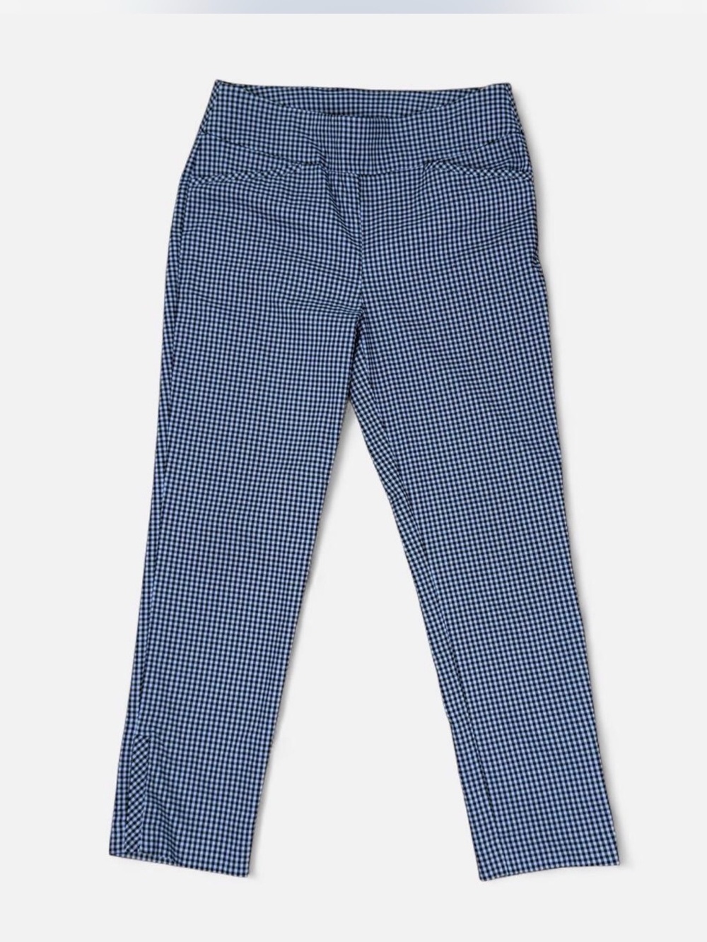 Chico's Blue Gingham Cropped Ponte Pants
